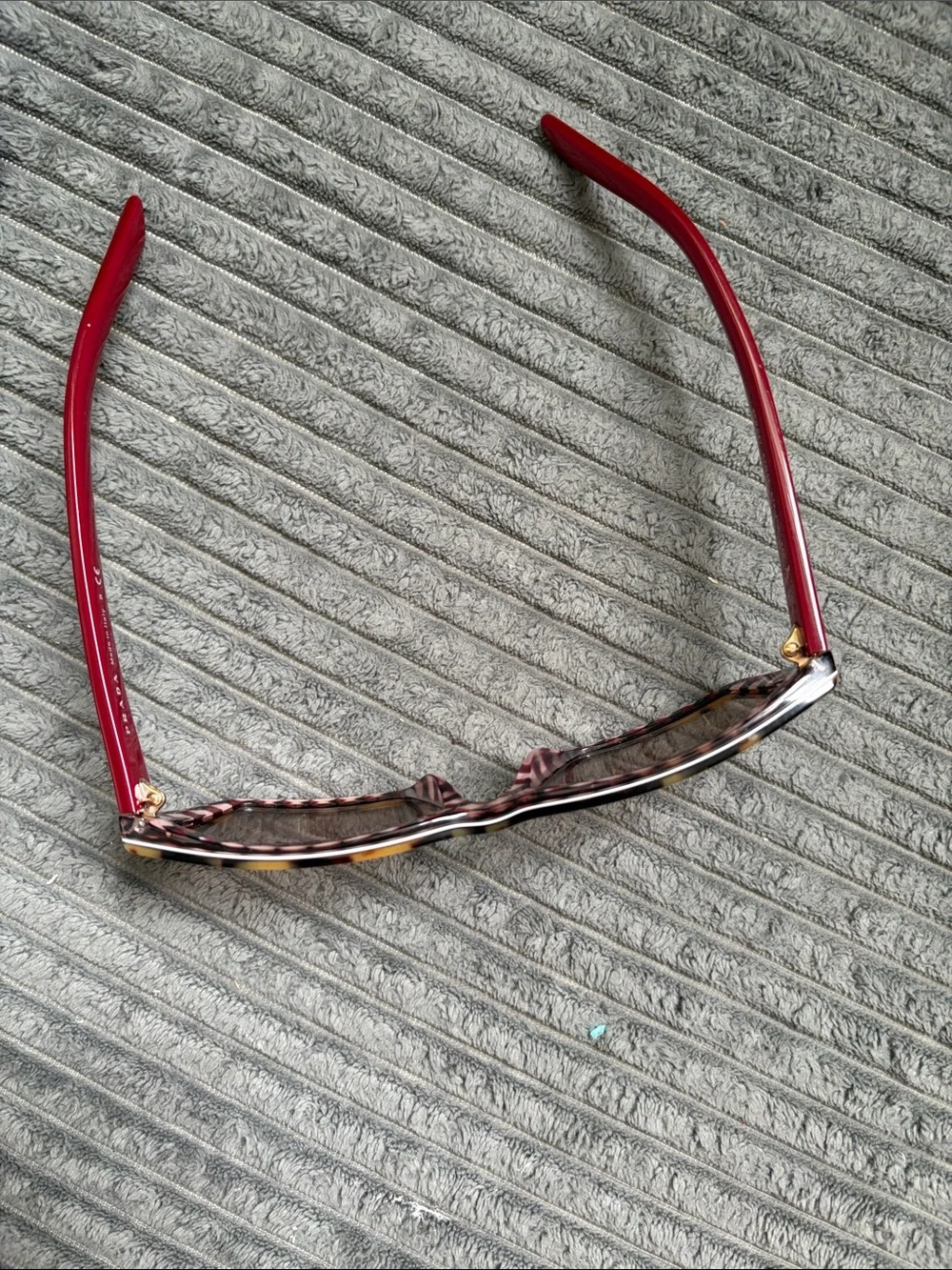 Prada Tortoiseshell Frame Sunglasses with Red Arms